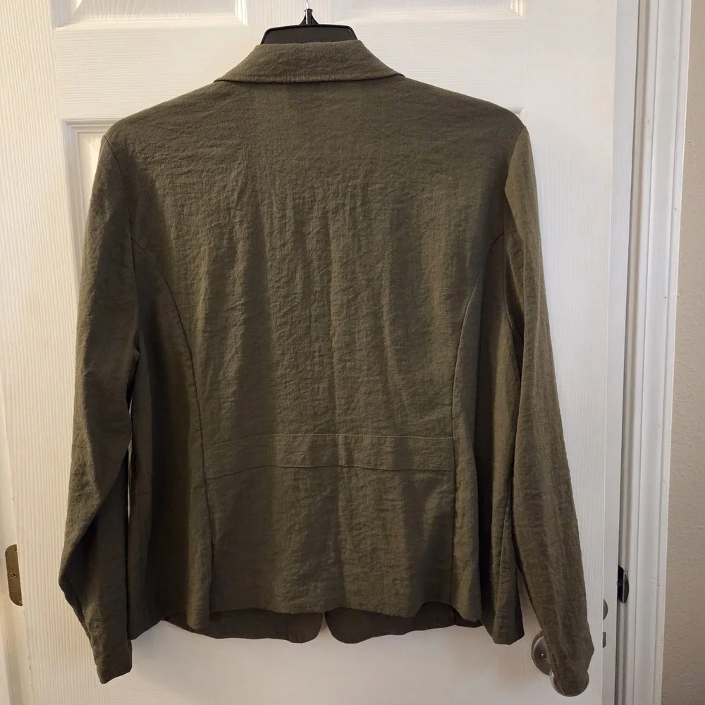 Chico's‎ sz 3 lightweight olive single button blazer jacket XL casual chic